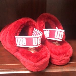 UGG red fluff yeah slippers